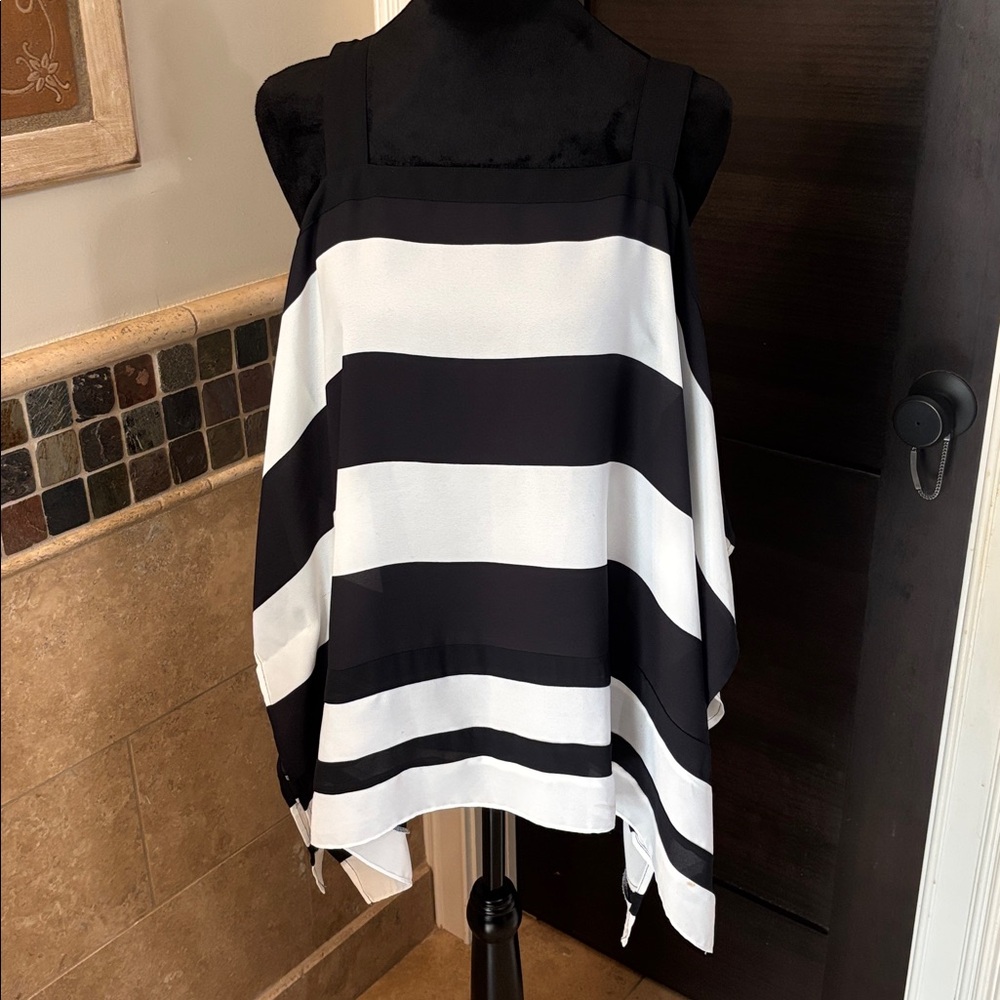 INC International Concepts Black and White Striped Top
